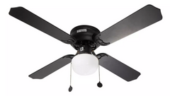 Matte Black Ceiling Fan Black/Wood Blades Led 42