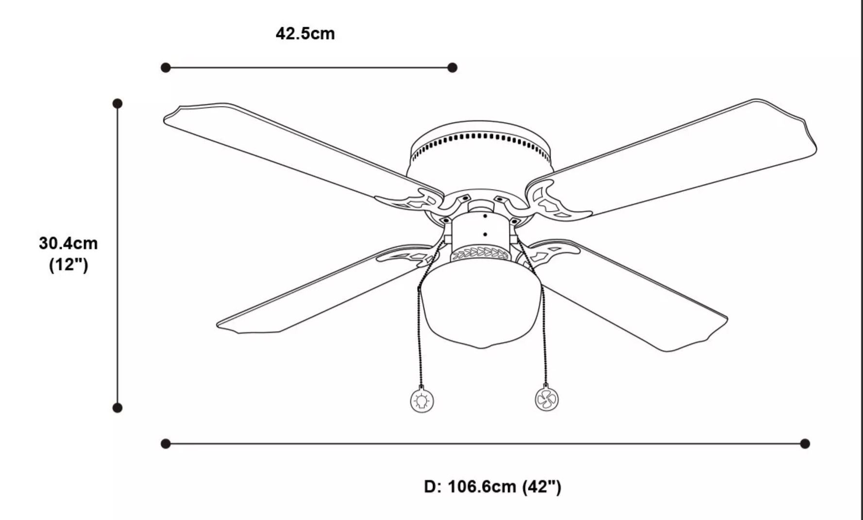 Matte Black Ceiling Fan Black/Wood Blades Led 42