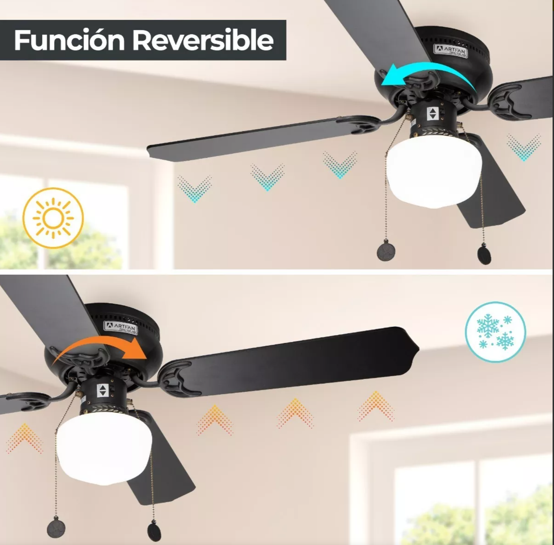 Matte Black Ceiling Fan Black/Wood Blades Led 42