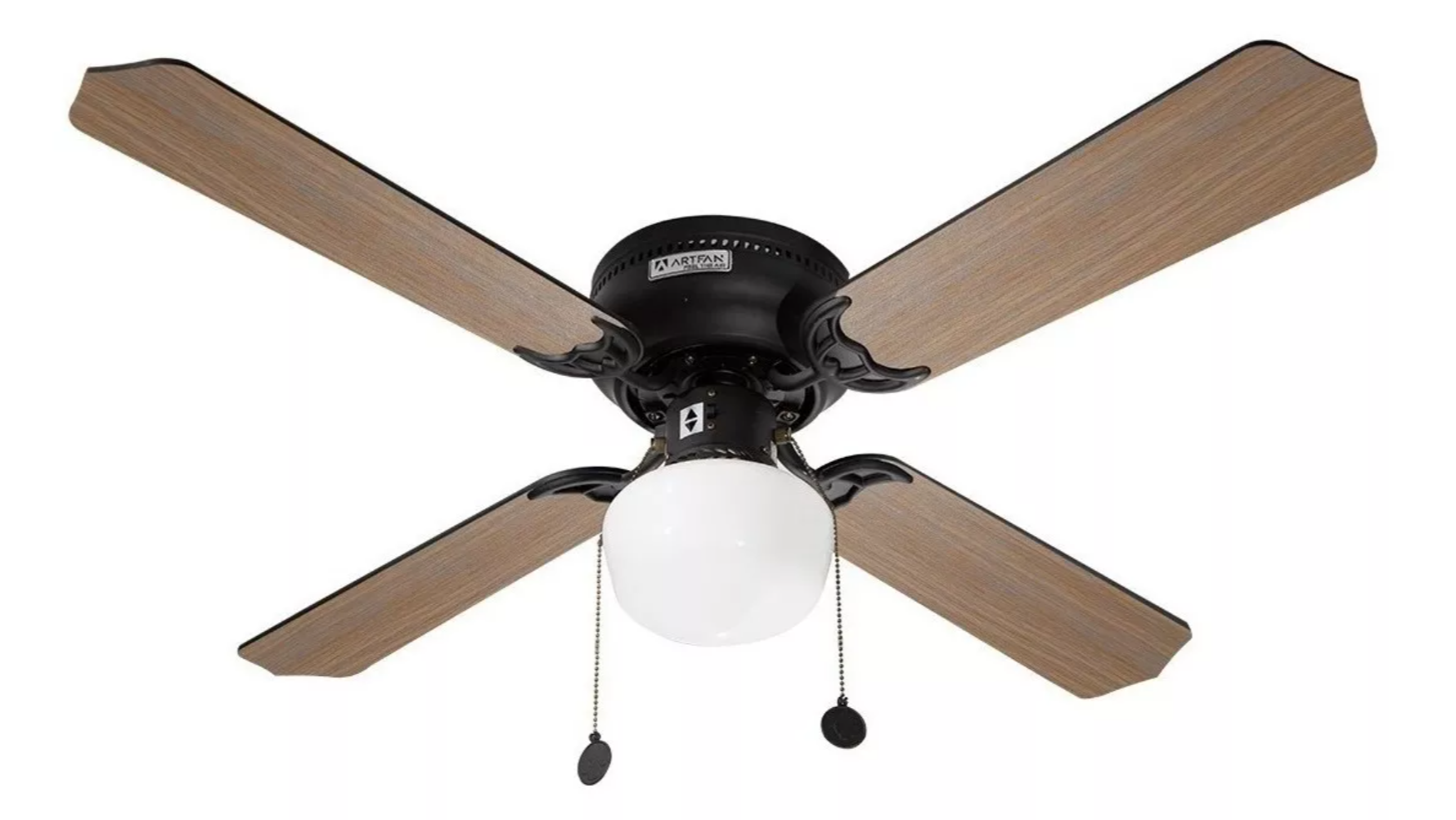 Matte Black Ceiling Fan Black/Wood Blades Led 42