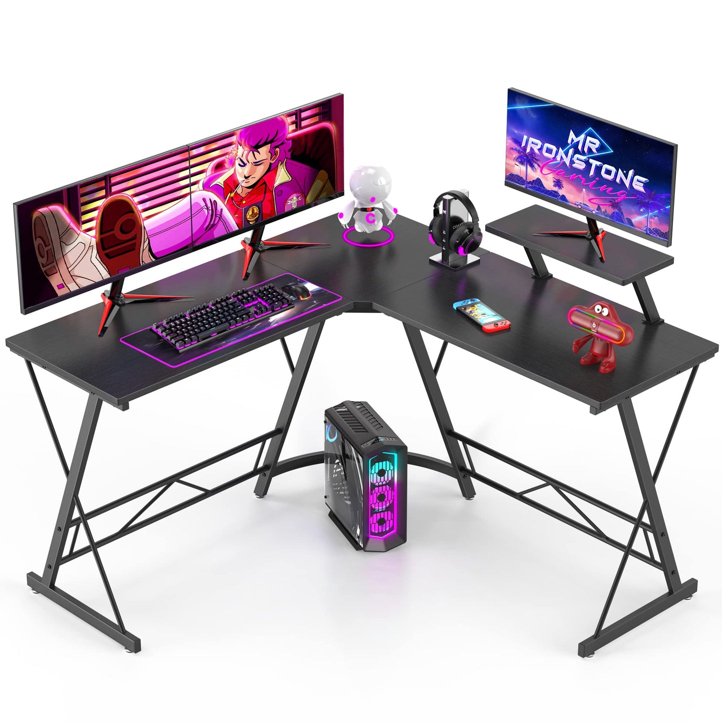 L Shaped Gaming Desk-black