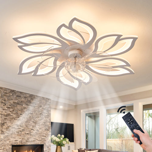 26Inches Ceiling Fan with Lights Remote Control Dimmable LED, 6 Gear Wind Speed Fan Light