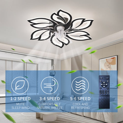 26Inches Ceiling Fan with Lights Remote Control Dimmable LED, 6 Gear Wind Speed Fan Light