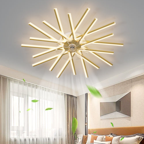 45Inches Ceiling Fan with Lights Remote Control Dimmable LED, 6 Gear Wind Speed Fan Light