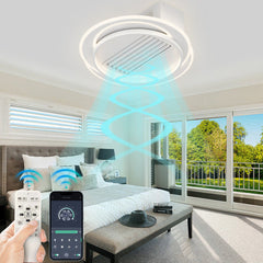 22Inches Bladeless Ceiling Fan with Lights Remote Control Dimmable LED, 6 Gear Wind Speed Fan Light