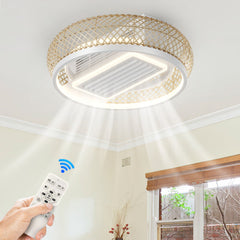 22Inches Bladeless Ceiling Fan with Lights Remote Control Dimmable LED, 6 Gear Wind Speed Fan Light