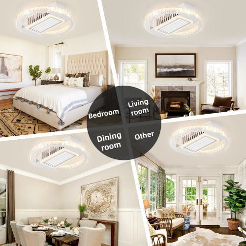 22inch Modern Leafless Ceiling Fan with Remote Control Removable and Washable, Reversible Motor