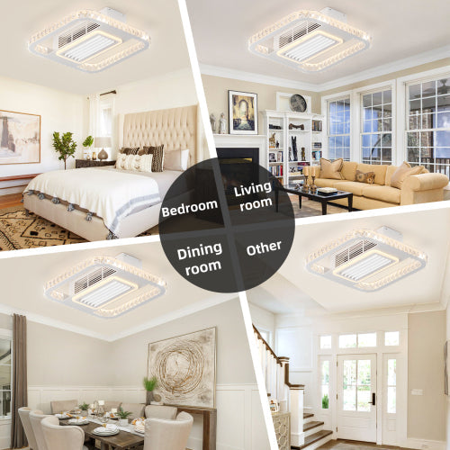 21inch Modern Leafless Ceiling Fan with Remote Control Removable and Washable, Reversible Motor