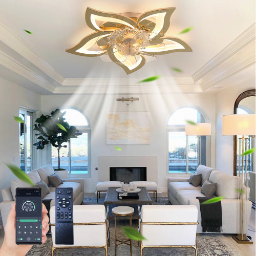 27Inches Ceiling Fan with Lights, Dimmable LED, Remote Control / APP Control, 6 Speeds of Wind