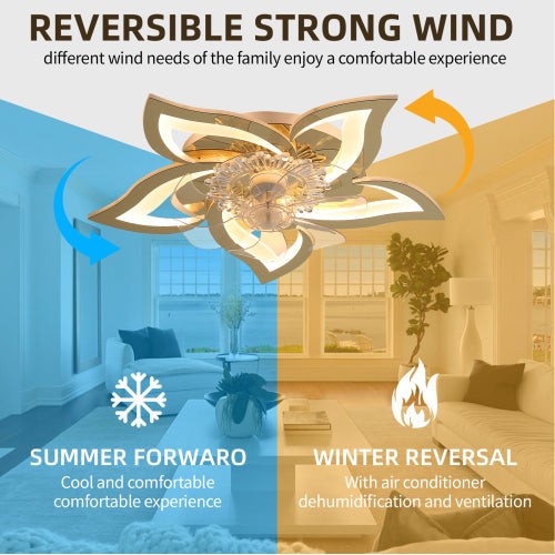 27Inches Ceiling Fan with Lights, Dimmable LED, Remote Control / APP Control, 6 Speeds of Wind