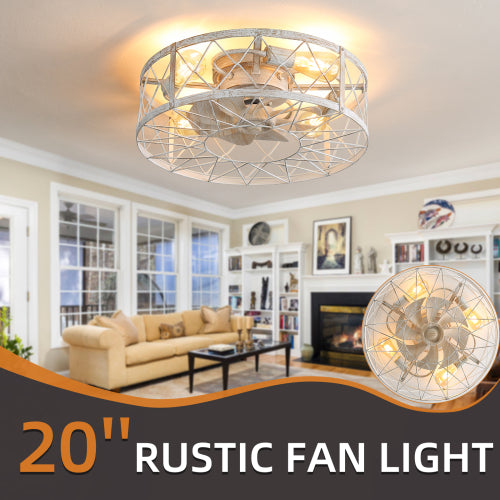 20Inches American Style Ceiling Fan with Lights , Monochromatic Lamp, Remote Control, 6 Gear Wind Speed Fan Light