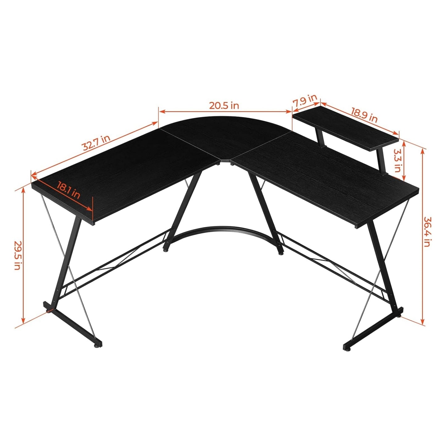 L Shaped Gaming Desk-black