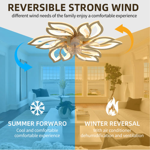 26Inches Ceiling Fan with Lights Remote Control Dimmable LED, 6 Gear Wind Speed Fan Light